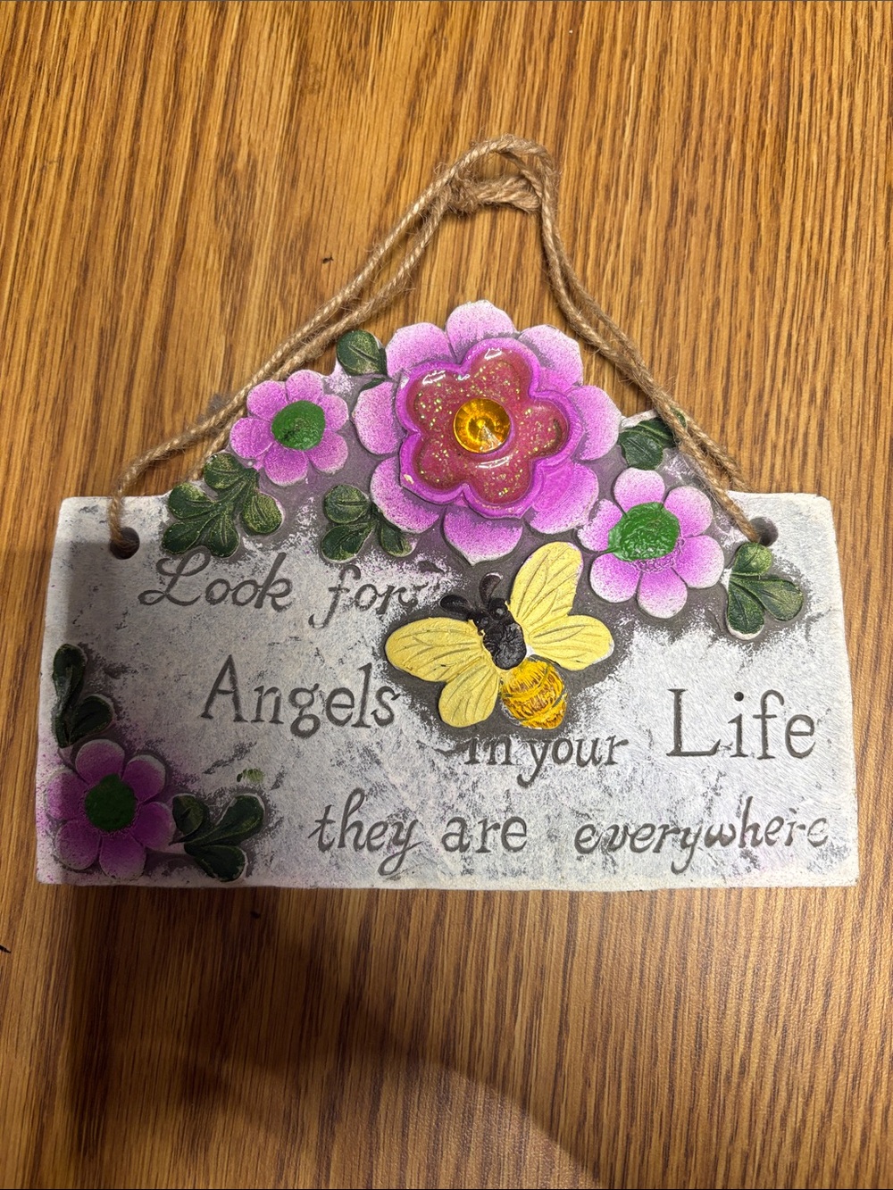 Decorative Floral Bee Wall Plaque - Pink and Yellow